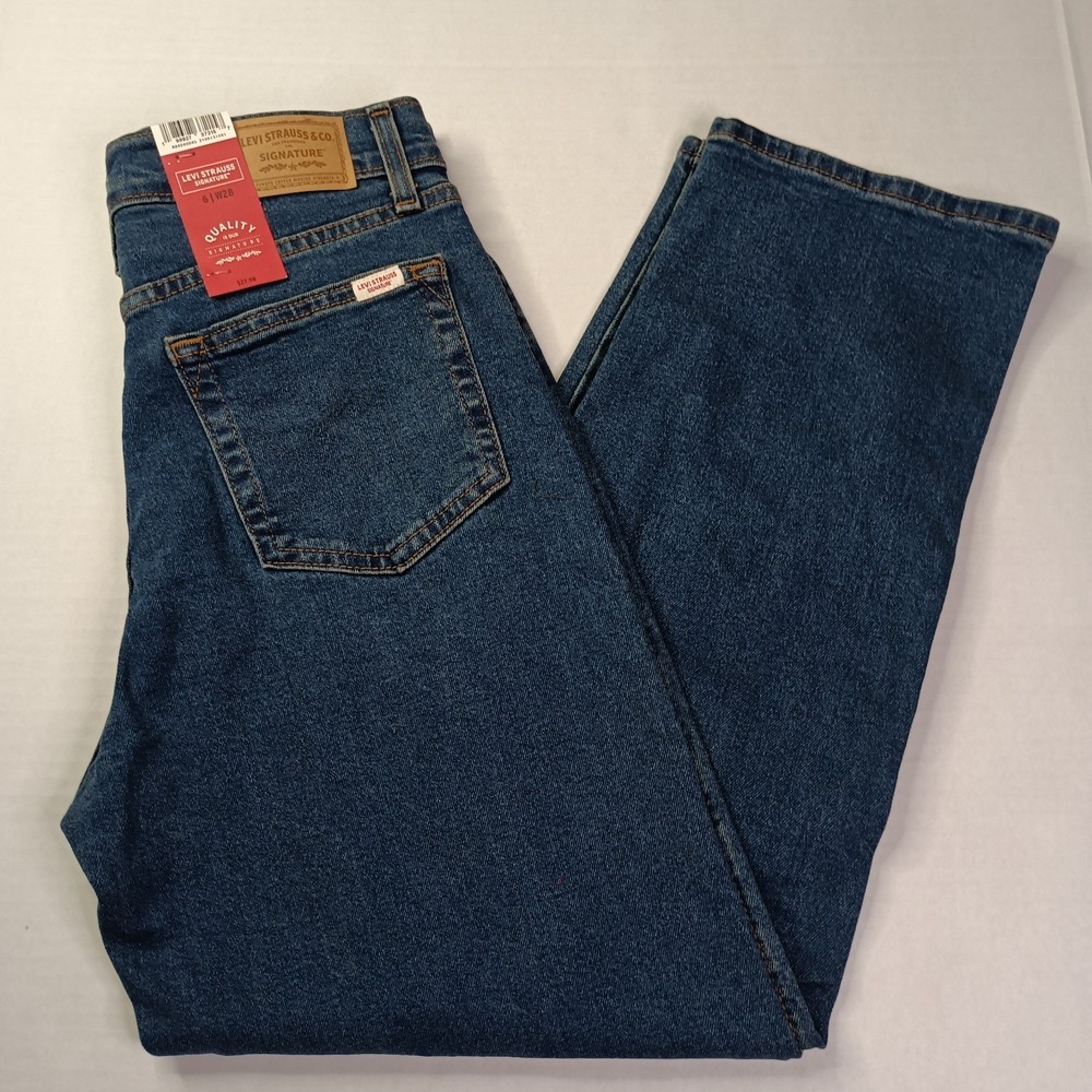 Levi‎ Strauss Women's Straight Jeans 6 28x27 Blue Comfort Stretch High Rise